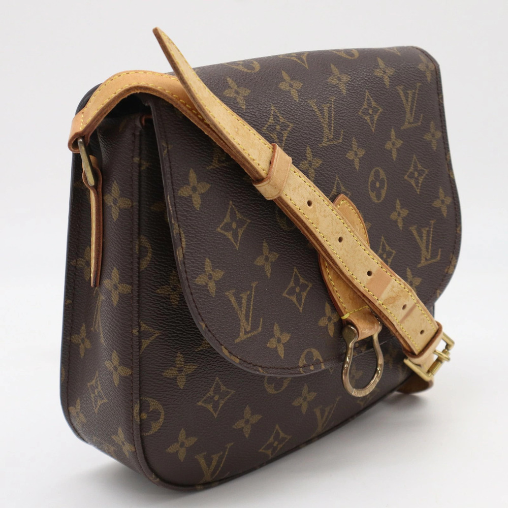 Louis Vuitton Monogram Saint Cloud Canvas Leather Shoulder Bag Beige Brown